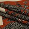 1 Yard White and Orange Paisley and Chevron Well Travelled Trails Print Stretch Cotton Sateen Fabric